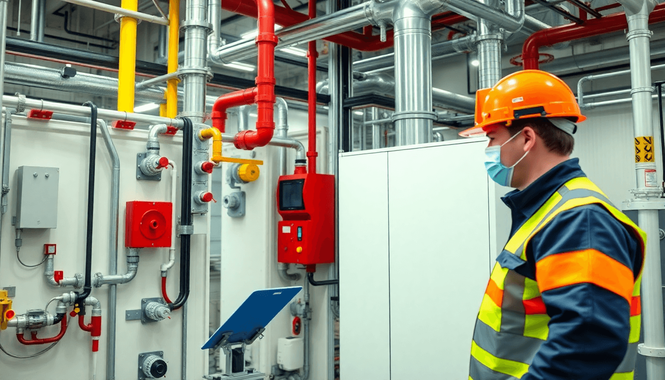 Safety professional conducting industrial safety inspection